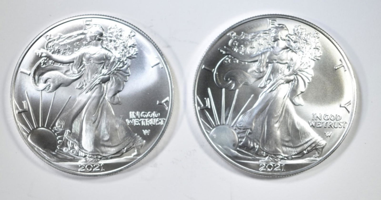 2-GEM BU T-2 2021 AMERICAN SILVER EAGLES (1 of 2)