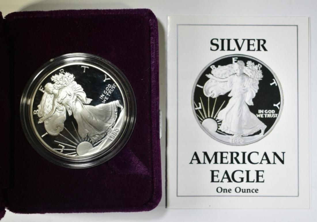 1990-S PROOF SILVER EAGLE ORIG BOX/COA (1 of 2)