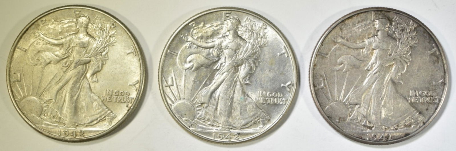 1941 & 2 1942 WALKING LIBERTY HALVES AU (1 of 2)