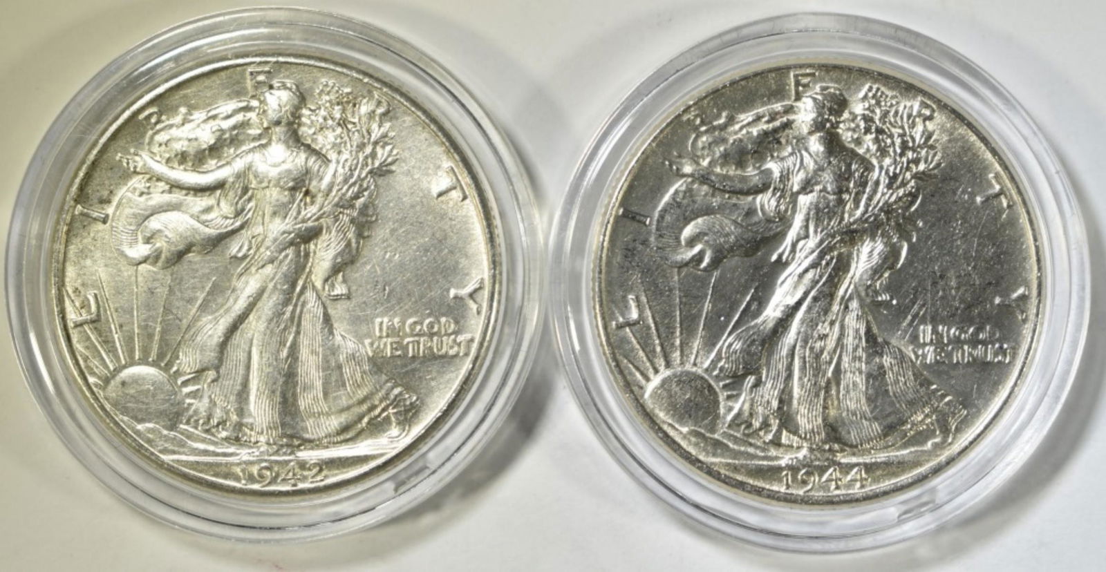 1942 & 44 WALKING LIBERTY HALVES AU/BU (1 of 2)