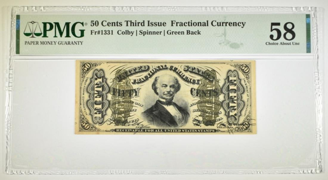 50 CENTS 3rd ISSUE FRACTIONAL CURRENCY PMG 58 (1 of 2)