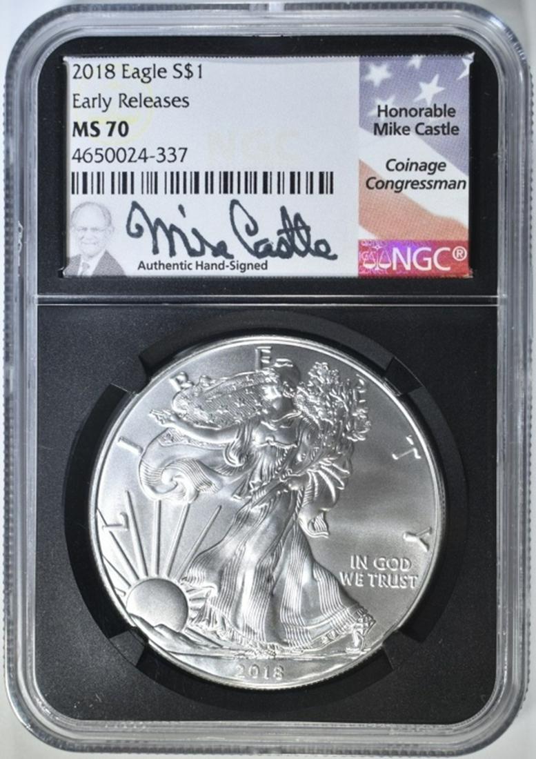 2018 SILVER EAGLE NGC MS-70 EARLY RELEASES (1 of 4)