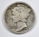 1916-D MERCURY DIME  VF/XF