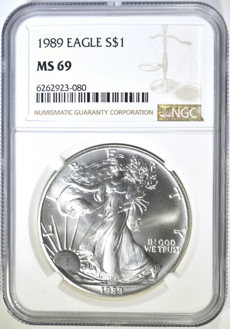 1989 AMERICAN SILVER EAGLE NGC MS-69 (1 of 4)