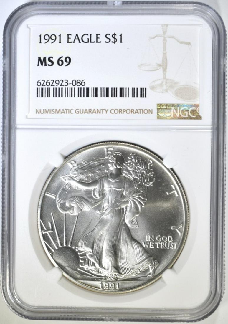 1991 AMERICAN SILVER EAGLE NGC MS-69 (1 of 4)
