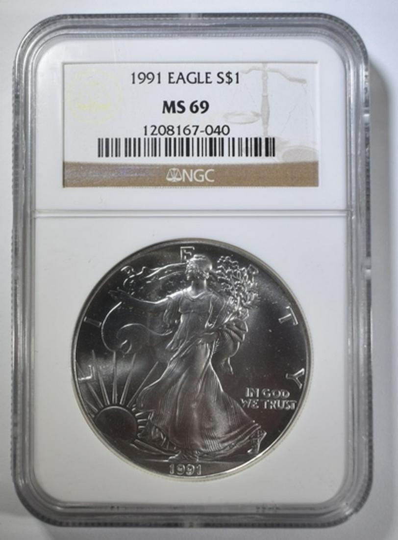 1991 AMERICAN SILVER EAGLE  NGC MS-69 (1 of 4)