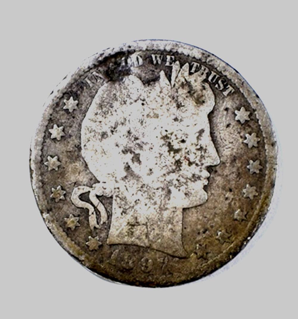 1897-S BARBER QUARTER GOOD, SOME PROBLEMS (1 of 2)