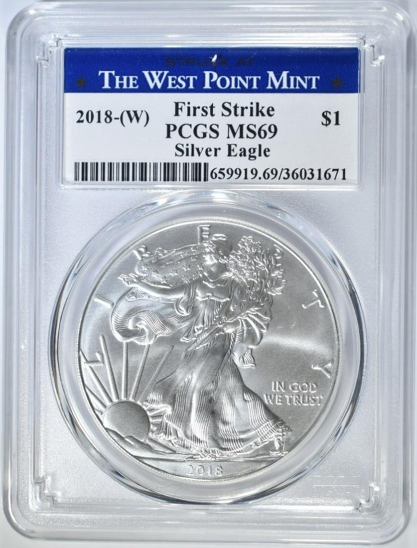 2018-(W) SILVER EAGLE PCGS MS-69 FIRST STRIKE (1 of 4)
