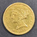 1842-D SMALL DATE GOLD $5 LIBERTY  AU