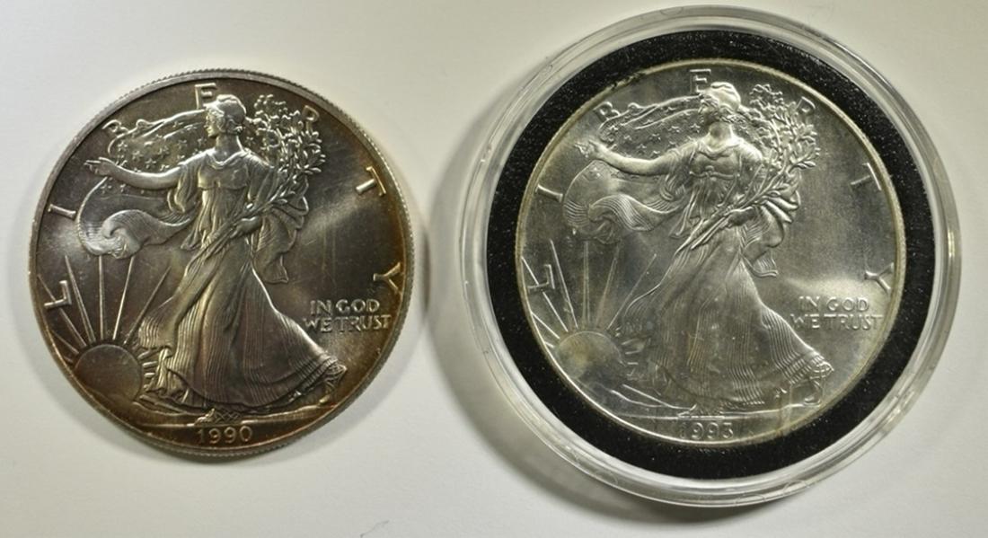 1990 & 93 BU AMERICAN SILVER EAGLES (1 of 2)