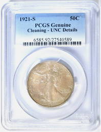 1921-S WALKING LIBERTY HALF PCGS UNC DETAILS