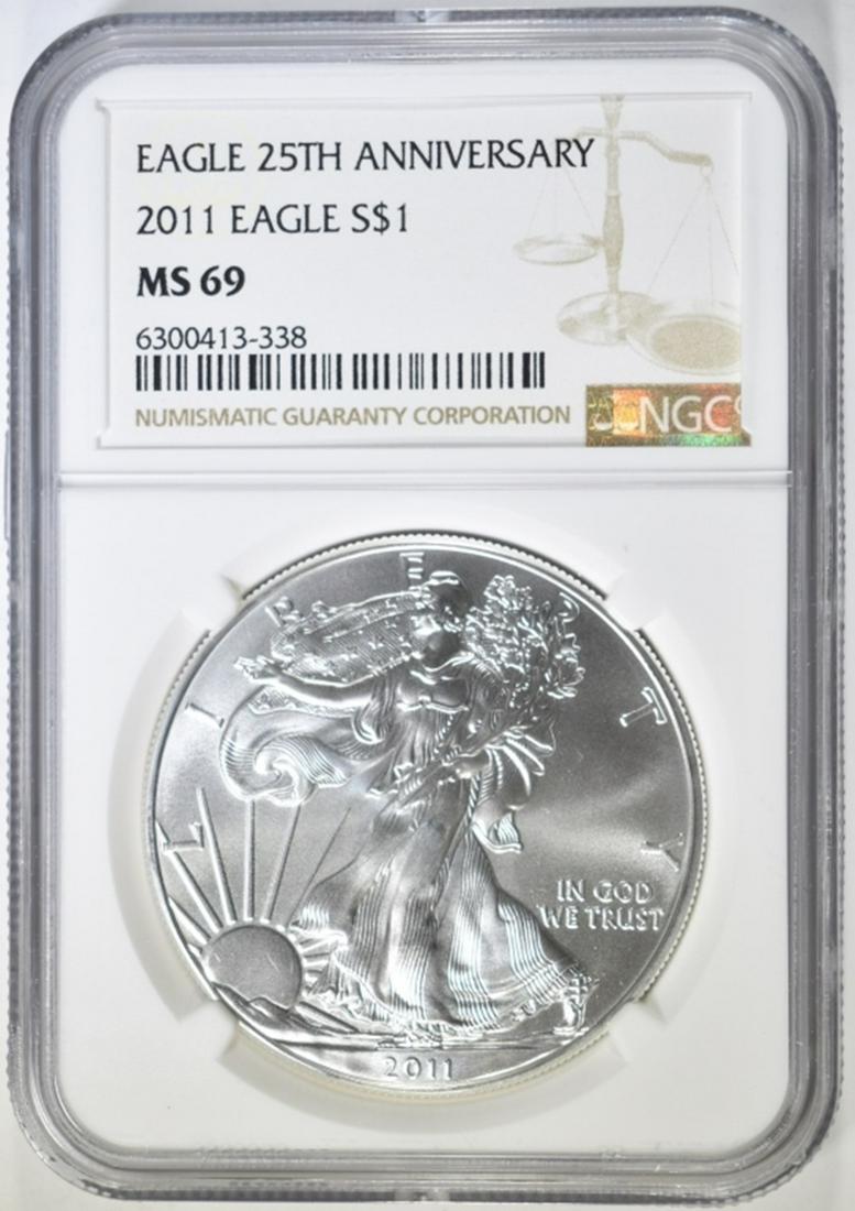 2011 25th ANNIV AMERICAN SILVER EAGLE NGC MS-69 (1 of 4)
