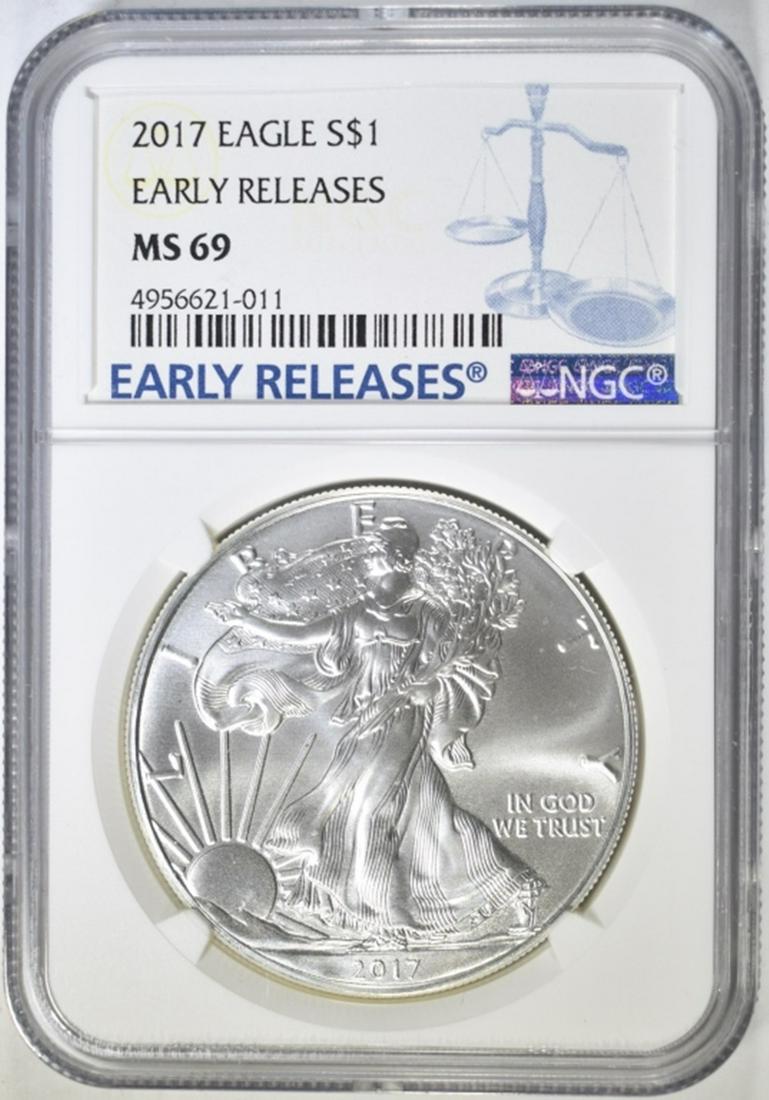 2017  SILVER EAGLE NGC MS-69 EARLY RELEASES (1 of 4)