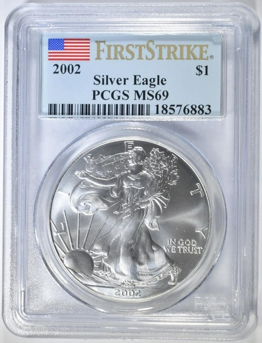 2002 SILVER EAGLE PCGS MS-69 FIRST STRIKE (1 of 4)