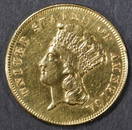 1864 $3.00 GOLD AU+