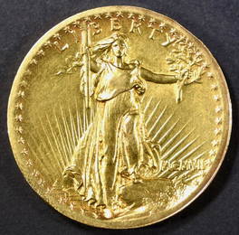 1907 HIGH RELIEF $20 SAINT GAUDENS GOLD BU