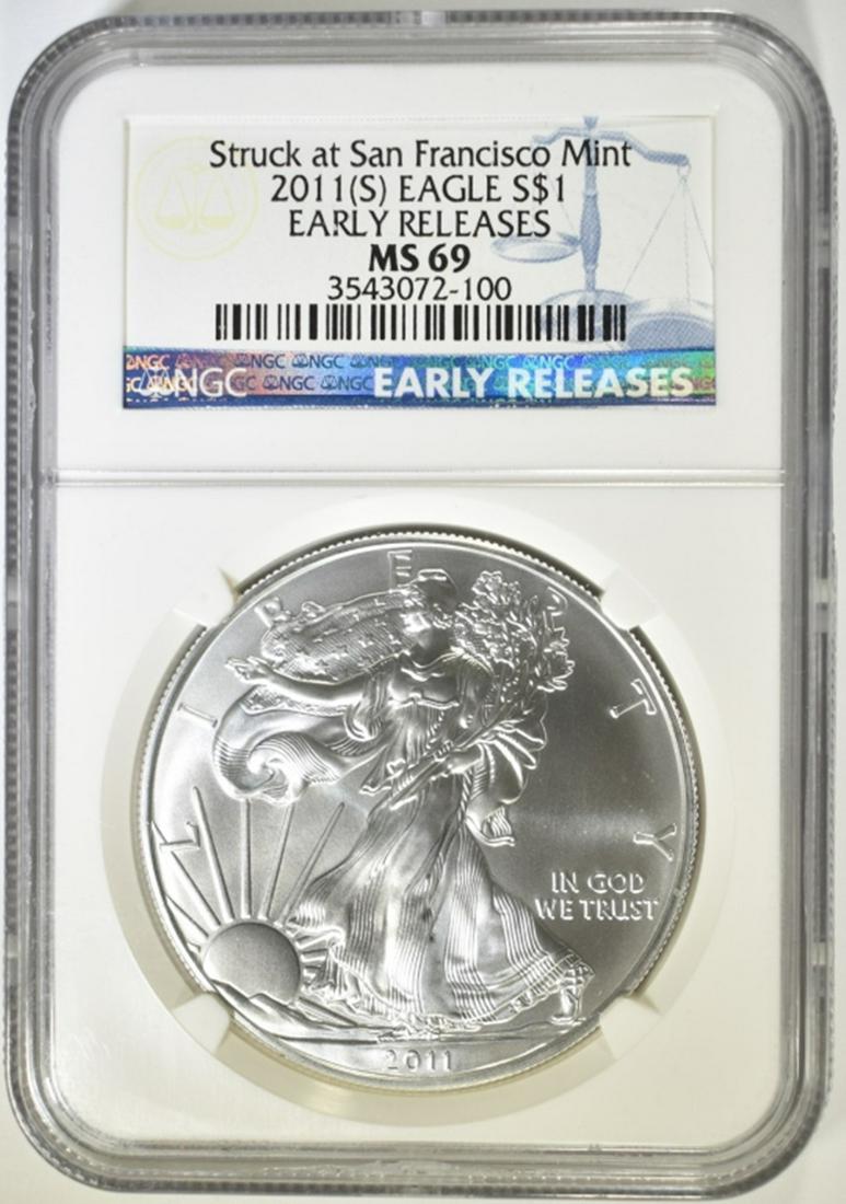 2011-(S) SILVER EAGLE NGC MS-69 EARLY RELEASES (1 of 4)