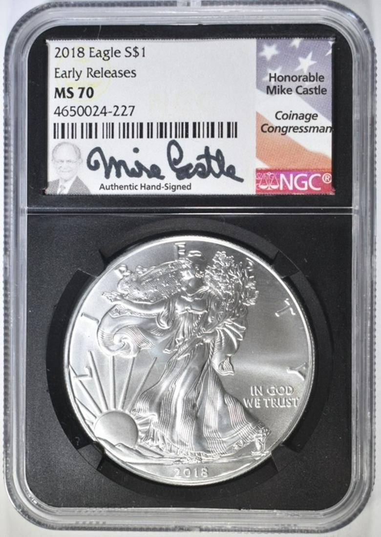 2018 SILVER EAGLE NGC MS-70 EARLY RELEASES (1 of 4)