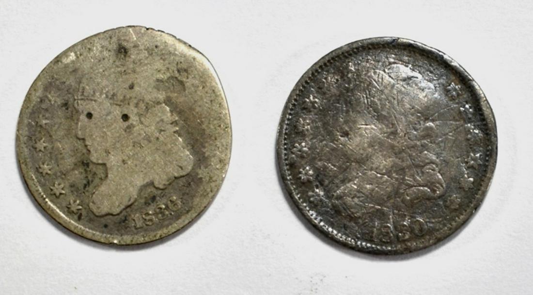 1830 GOOD DAMAGED & 1836 AG BUST HALF DIMES (1 of 2)