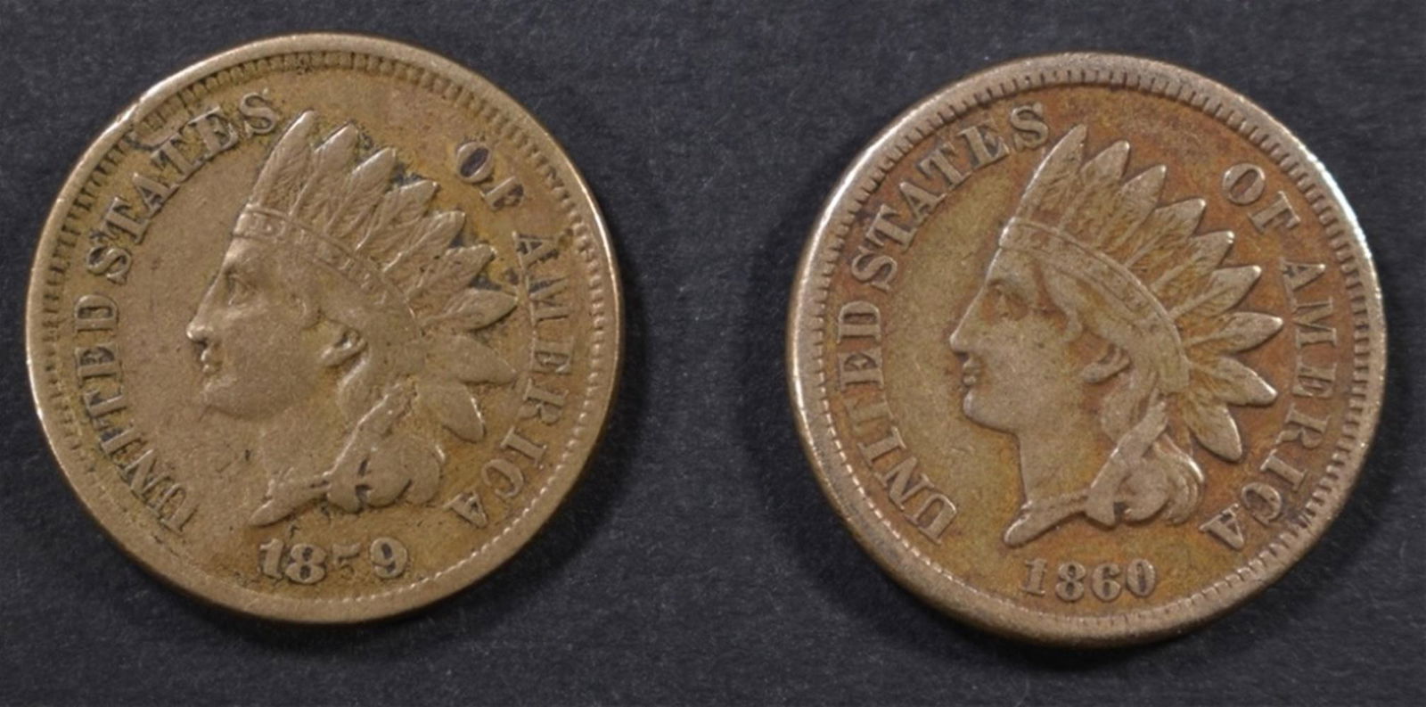 1859 & 1860 INDIAN CENTS VF (1 of 2)