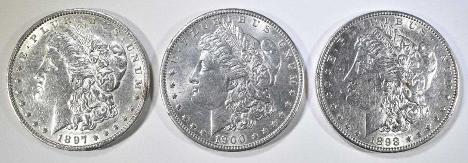 1897, 98 & 1900 MORGAN DOLLARS CH AU CLEANED (1 of 2)