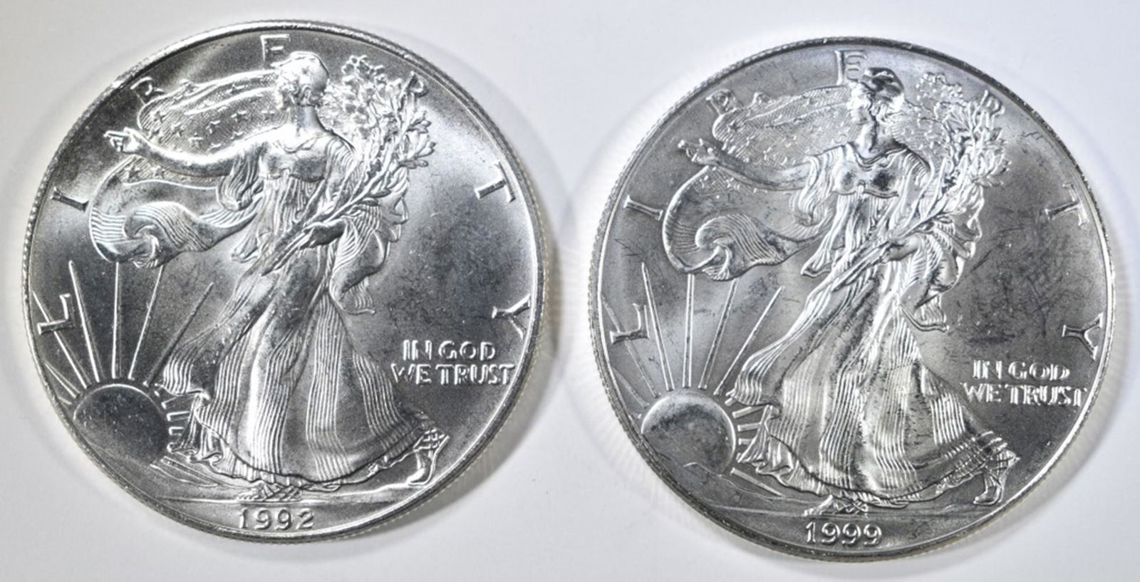 1992 & 99 BU AMERICAN SILVER EAGLES (1 of 2)