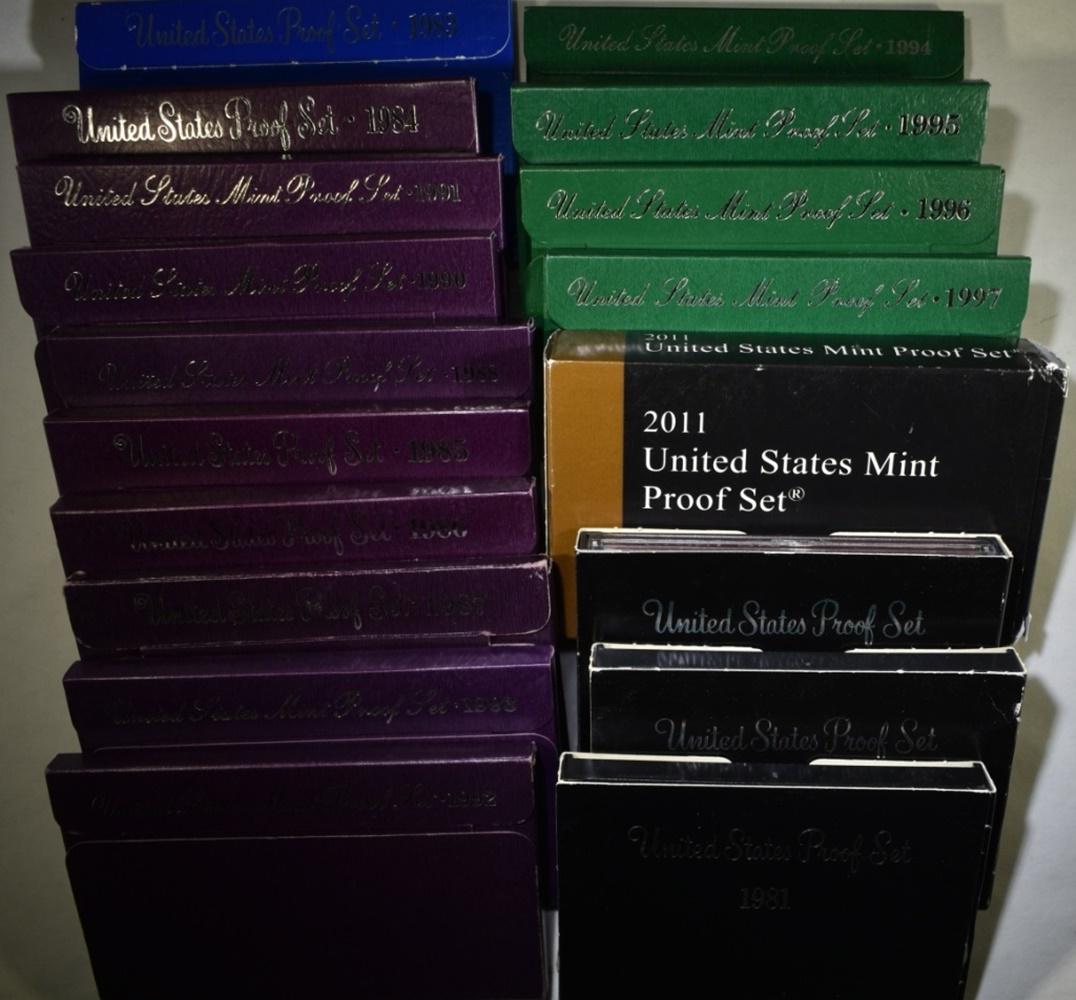 18 U.S. MINT PROOF SETS  1980-88, 90-97, 2011 (1 of 2)