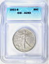 1921-S WALKING LIBERTY HALF DOLLAR ICG AU-53