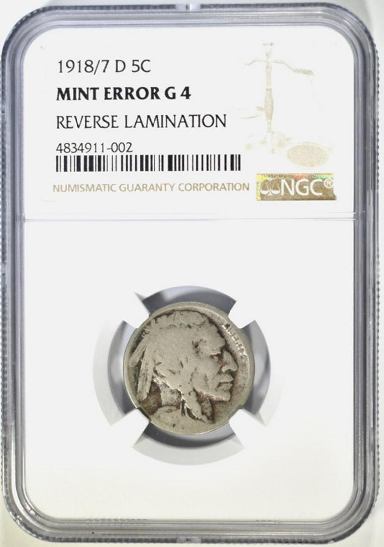 1918/17-D BUFFALO NICKEL NGC G-4 MINT ERROR (1 of 4)