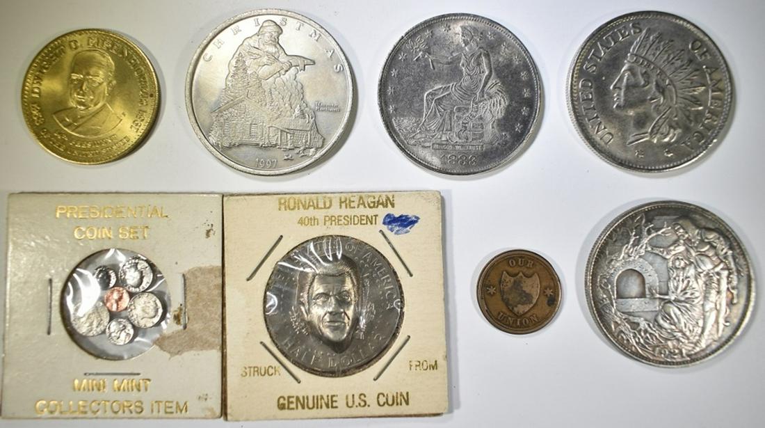 CIVIL WAR TOKEN & 7 NOVELTY/FANTASY COINS (1 of 2)