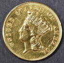 1864 $3.00 GOLD AU+