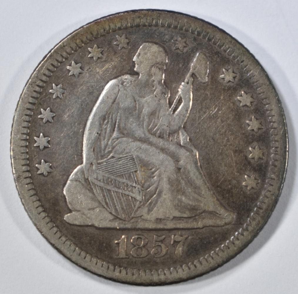 1857-O SEATED LIBERTY QUARTER VF (1 of 2)
