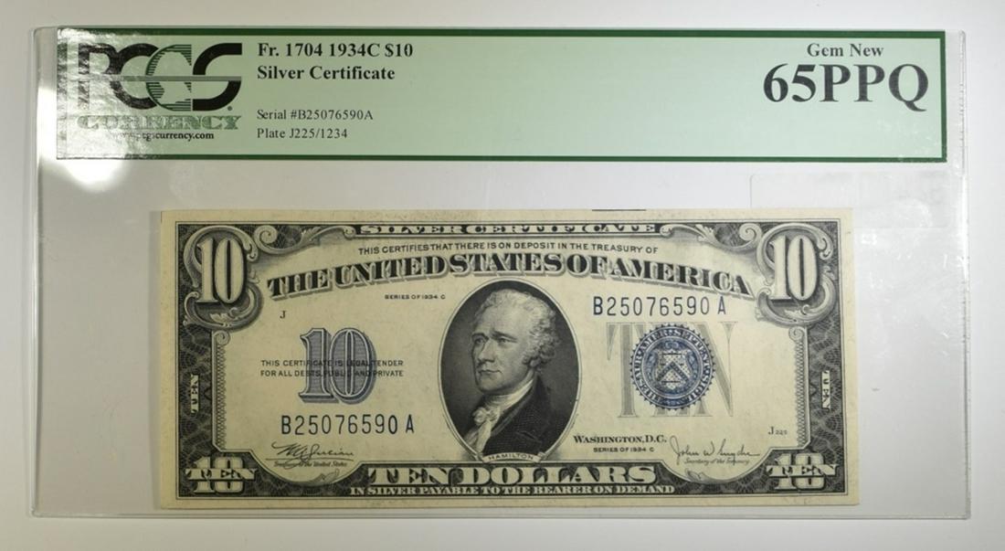 1934-C $10 SILVER CERTIFICATE PCGS 65 PPQ (1 of 2)