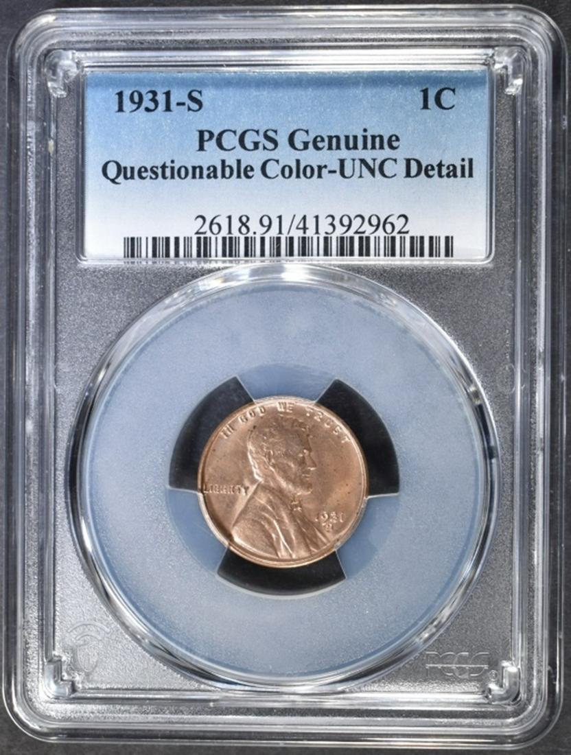 1931-S WHEAT CENT, PCGS UNC DETAIL- (1 of 4)