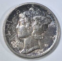 1916-D MERCURY DIME  LOVELY ORIG. UNC  FSB