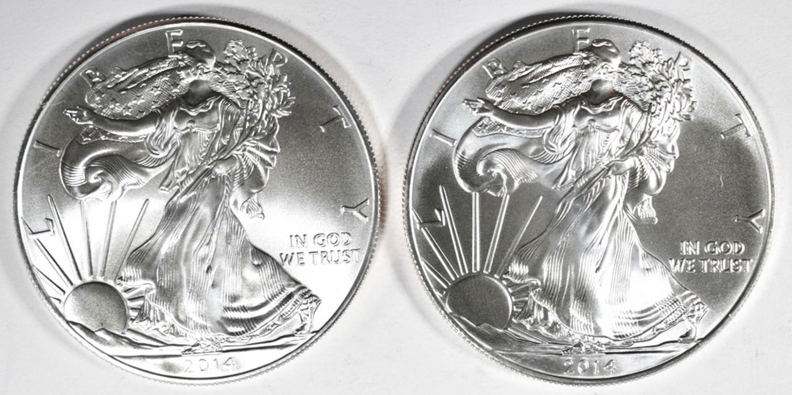 2-BU 2014 AMERICAN SILVER EAGLES (1 of 2)