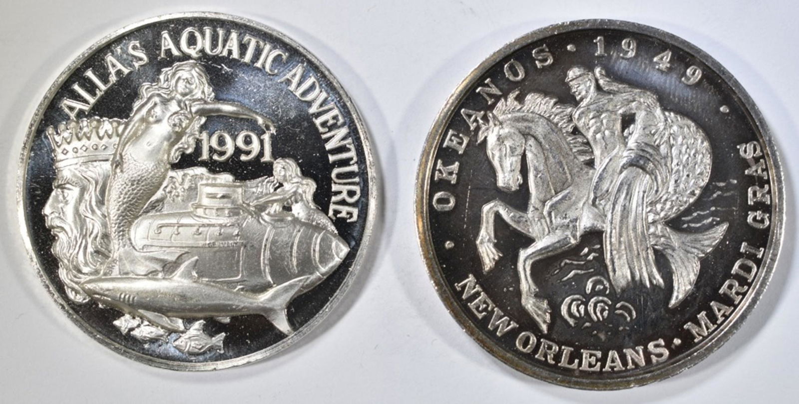 2-.999 SILVER MARDI GRAS TOKENS (1 of 2)