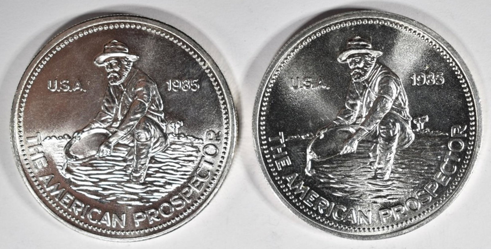 2-1985 1oz .999 SILVER ENGELHARD PROSPECTOR ROUNDS (1 of 2)