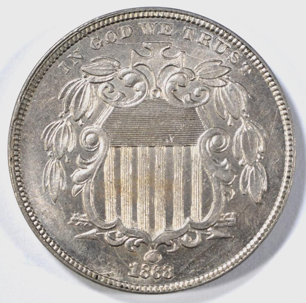 1868 SHIELD NICKEL GEM BU DIE CRACKS (1 of 2)