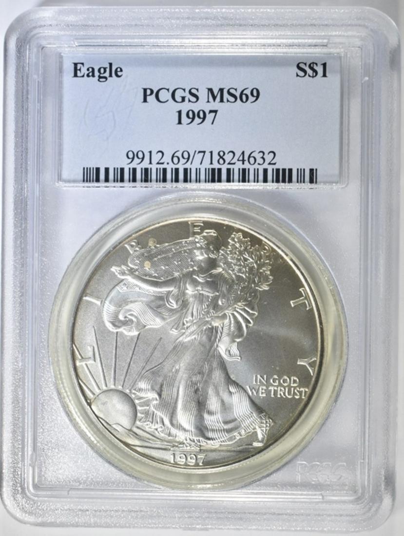 1997 AMERICAN SILVER EAGLE PCGS MS-69 (1 of 4)