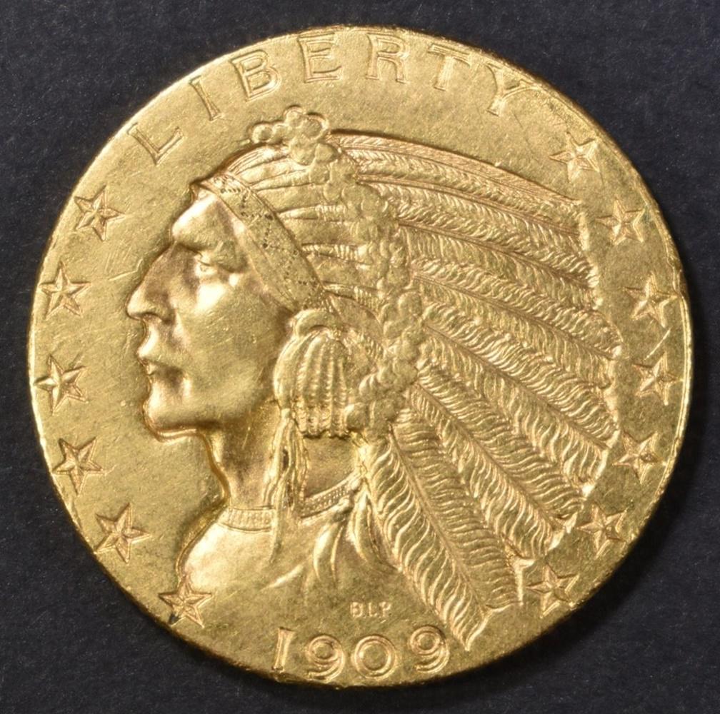 1909-D GOLD  $5 INDIAN  CH/GEM BU (1 of 2)