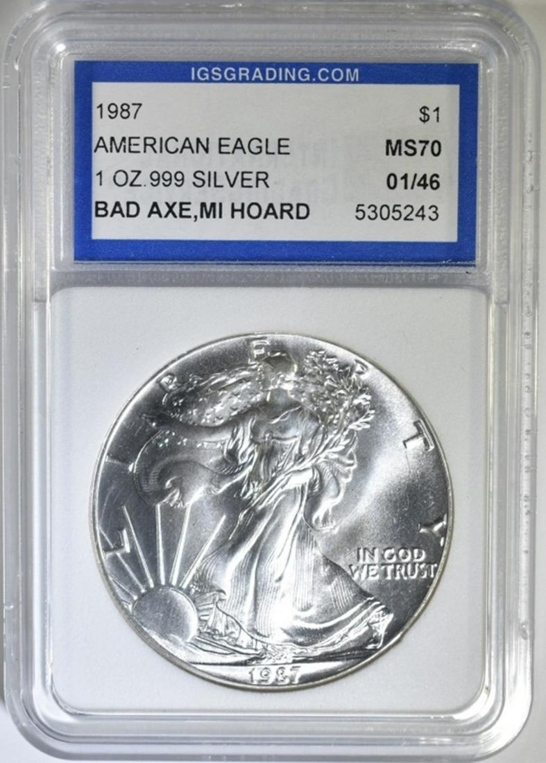 1987 AMERICAN SILVER EAGLE  IGS PERFECT GEM (1 of 4)