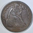 1870-CC SEATED LIBERTY DOLLAR  CH AU