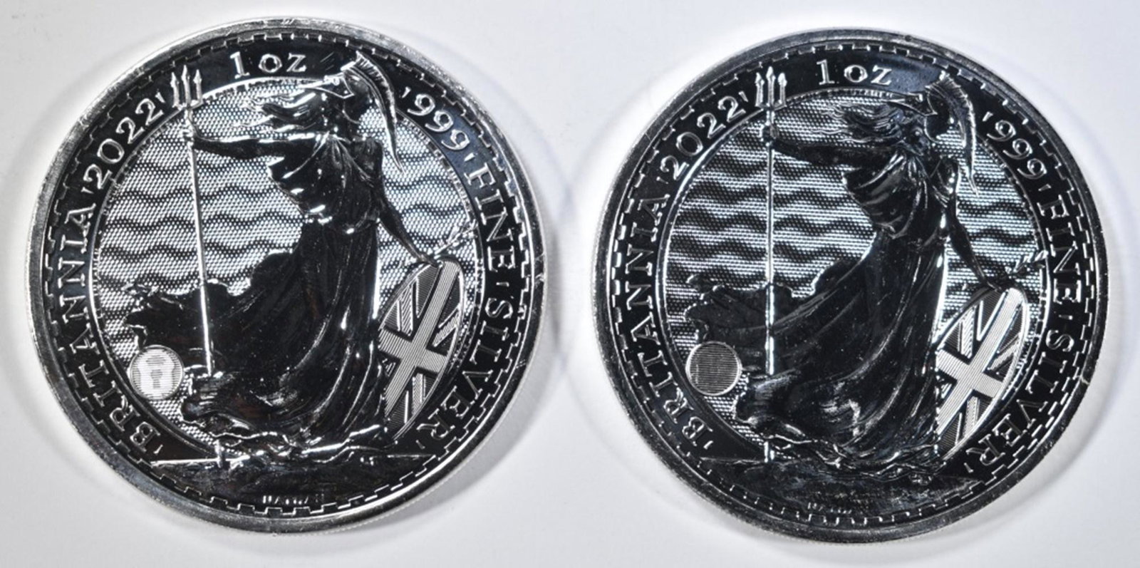 2-2022 1oz SILVER BRITISH BRITANNIA COINS: BID WITH SILVER CITY AUCTIONS ESTIMATE $90 - $110.
