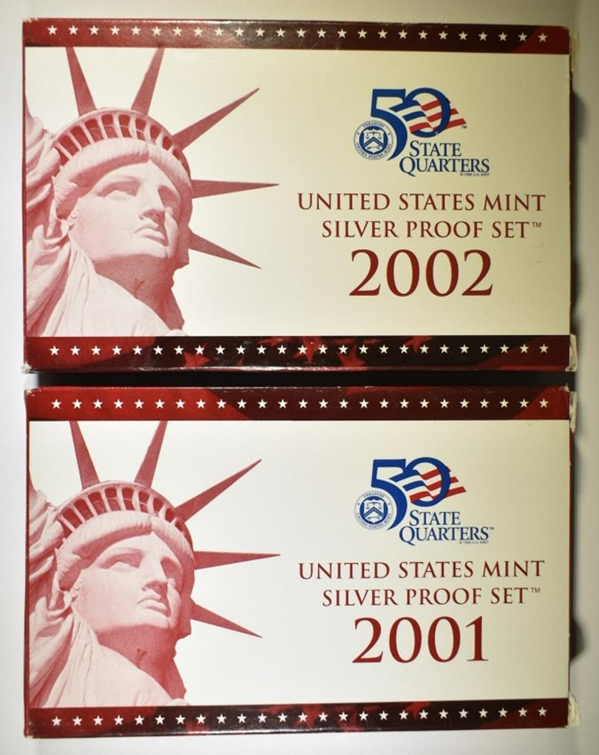 2001 & 2002 U.S. SILVER PROOF SETS ORIG PACKASGING (1 of 2)
