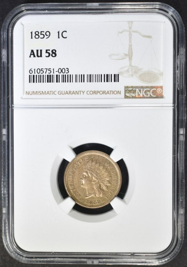 1859 INDIAN HEAD CENT  NGC AU-58 (1 of 4)