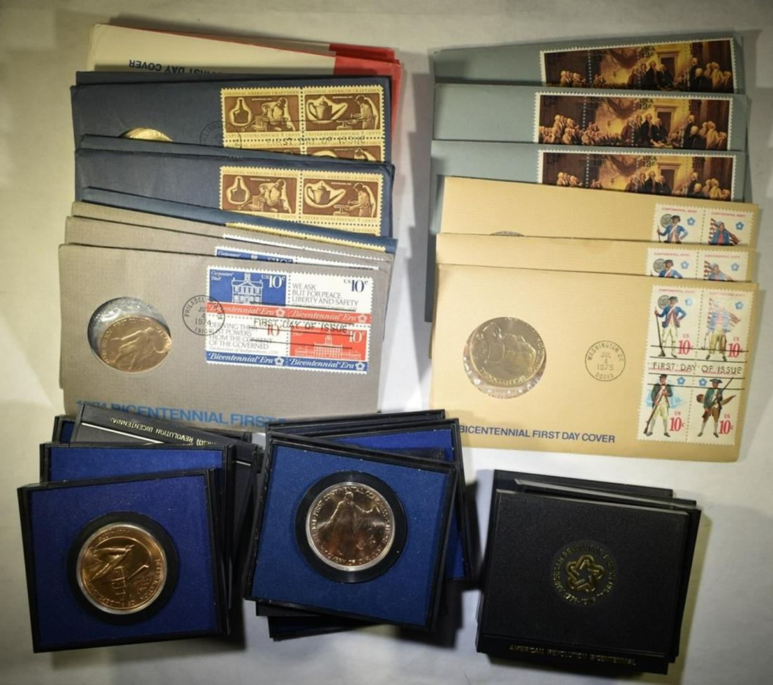 LOT OF BICENTENNIAL MEDALS & FIRST DAY COVERS (1 of 1)