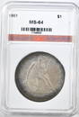 1861 SEATED DOLLAR AGP CH/GEM BU