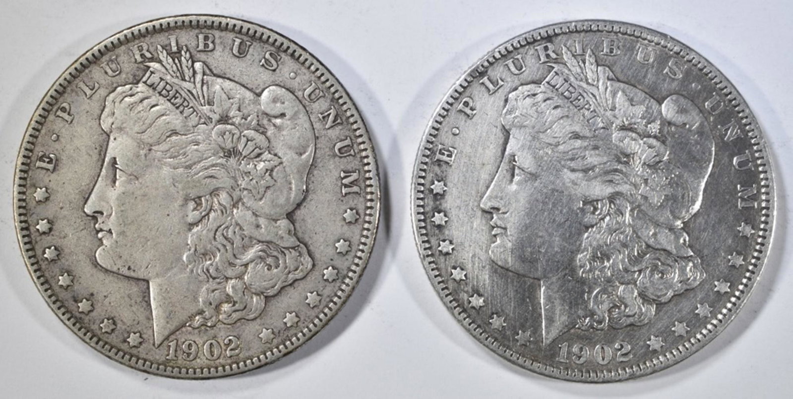 2-XF 1902 MORGAN DOLLARS: BID WITH SILVER CITY AUCTIONS ESTIMATE $90 - $110.