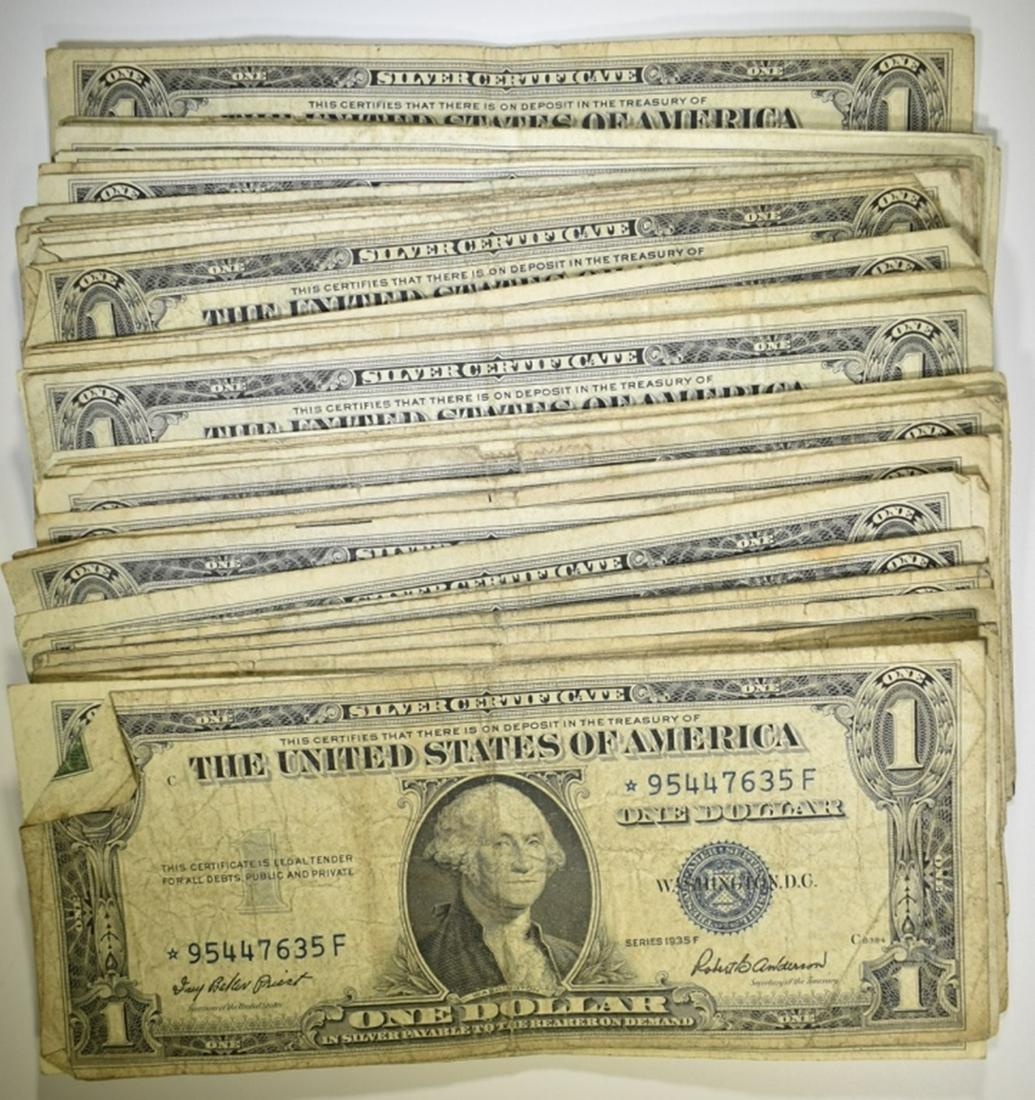 50-CIRC $1.00 SILVER CERTIFICATES 2 ARE STAR NOTES (1 of 2)